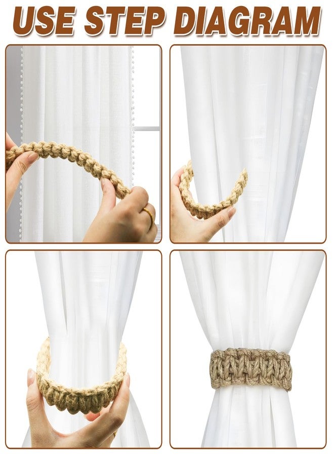 CYUXING 4Pcs Bohemian Braided Curtain Hooks, Exquisite & Compact Home Goods, Elegant Rustic Curtain Accessories Suitable for The Pursuit of Natural & Simple Decoration Style, Holdbacks Tie Backs - Image 5